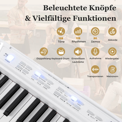 Digitalpiano-Set mit 88 Tasten, verstellbarem Ständer und Bank