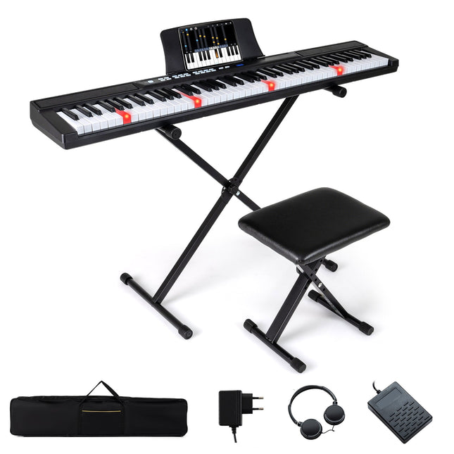 Digitální piano s 88 klávesami s nastavitelným stojanem a stoličkou