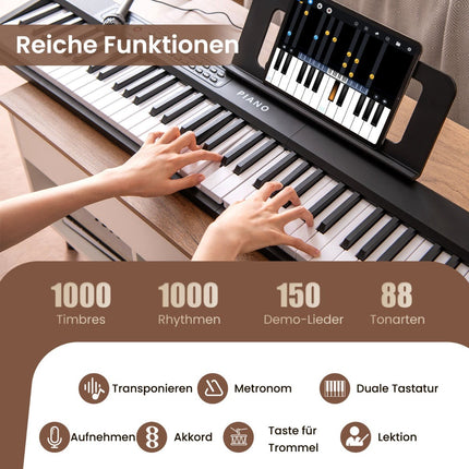 Digitales 88-Tasten-Klapp-Piano mit 1000 Rhythmen und Klangfarben