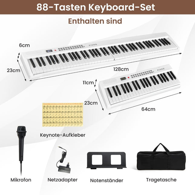 Digital-Faltklavier mit 88 Tasten, 1000 Rhythmen und Klangfarben