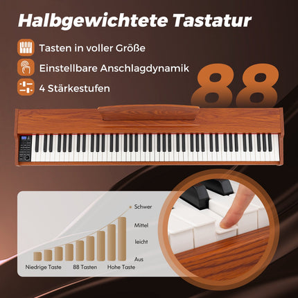 Digitální piano s 88 klávesami v plné velikosti, polovážená mechanika, stojan, pedály