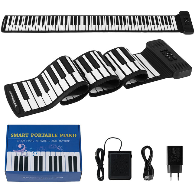 88-Tasten Roll-Up-Piano, tragbar mit 128 Rhythmen & MIDI