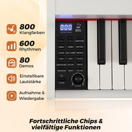Set digitálního piana s 88 klávesami, polovážená mechanika, stojan, pedály, bílé