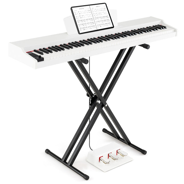 88-Tasten Digitalpiano Set, halbgewichtet, Ständer, Pedale, Weiß