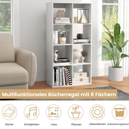 8-Würfel Bücherregal mit hinterer Schiene & Anti-Kipp-Kit, Weiß