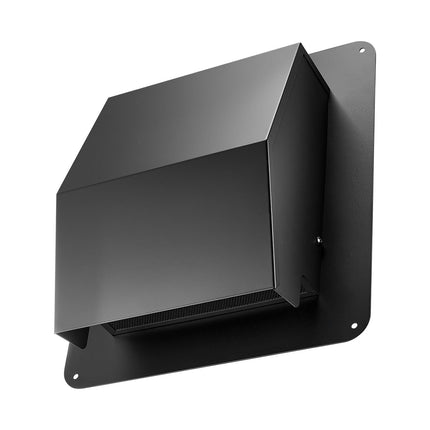 8-Inch Square Hooded Wall Vent Cover, Steel, Screen, Black