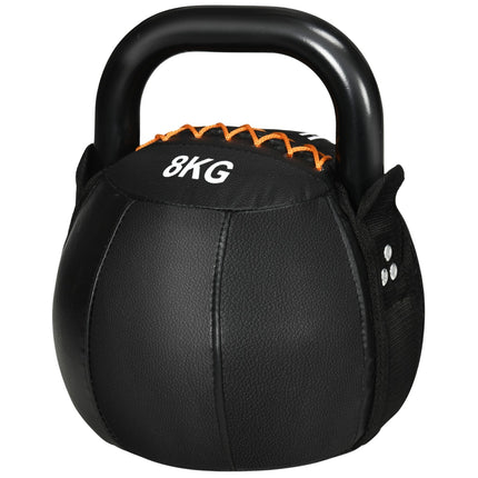 8-kg-Kettlebell, Stahlgriff, bodenschonend, schwarz