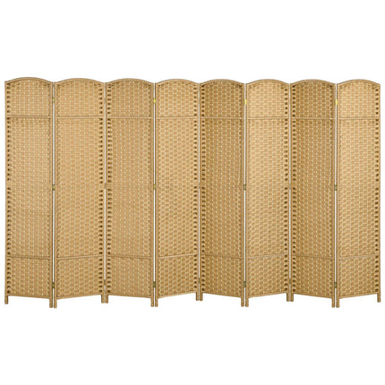 8-Panel Folding Room Divider, Polypropylene, Natural Wood