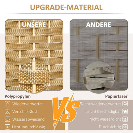 8-Panel Folding Room Divider, Polypropylene, Natural Wood