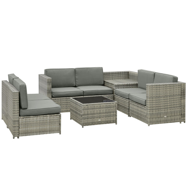 8-teiliges Loungeset aus Polyrattan, grauem Stahl und Polyester