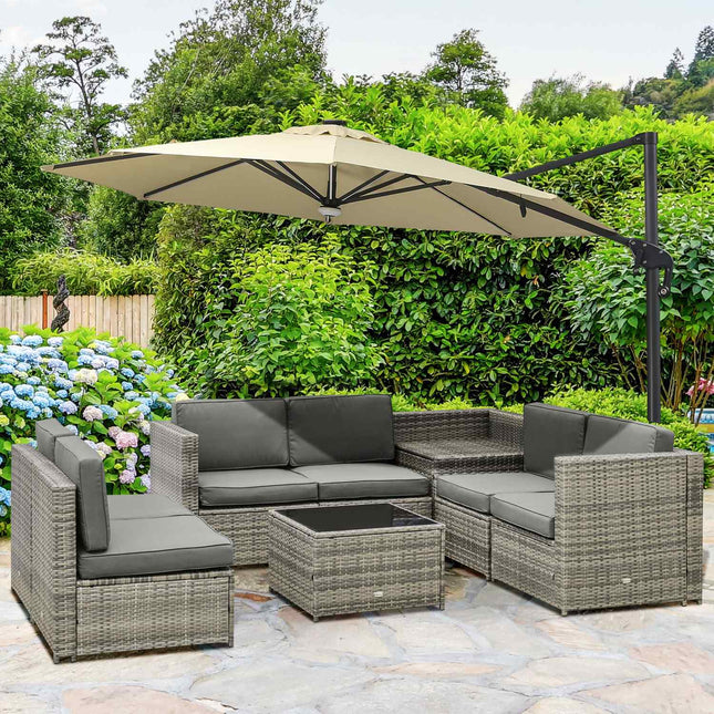 8-teiliges Loungeset aus Polyrattan, grauem Stahl und Polyester