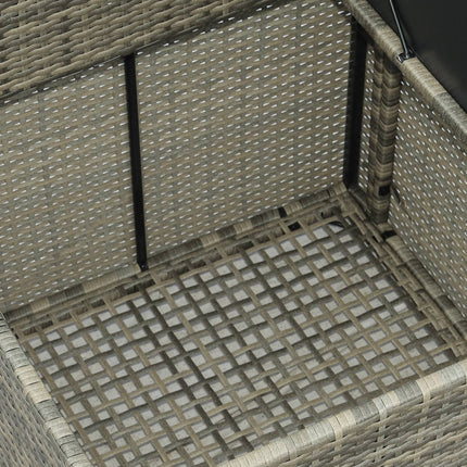 8-part patio in poly rattan, gray steel and polyester