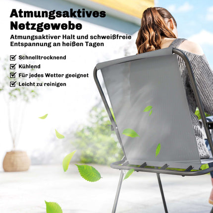8-teiliges Outdoor-Esszimmer-Set mit Sonnenschirm, klappbare Stühle