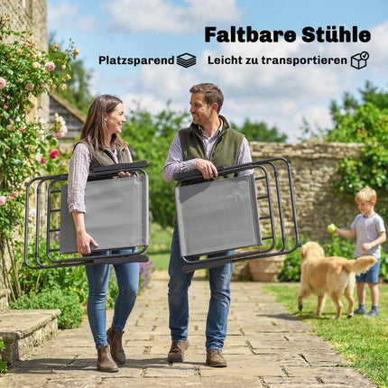 8-teiliges Outdoor-Esszimmer-Set mit Sonnenschirm, klappbare Stühle