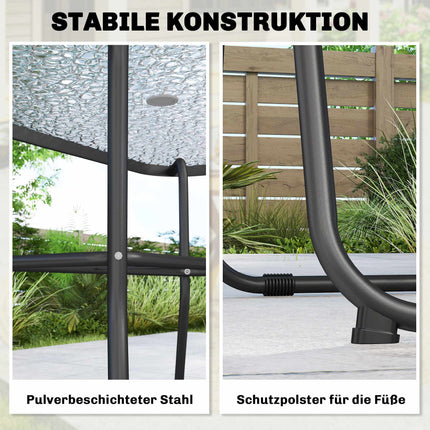 8-teiliges Outdoor-Esszimmer-Set mit Sonnenschirm, klappbare Stühle
