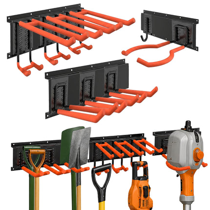8-Piece Wall Hook Set, Black/Orange, Steel & PVC
