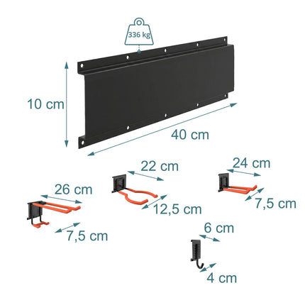 8-Piece Wall Hook Set, Black/Orange, Steel & PVC