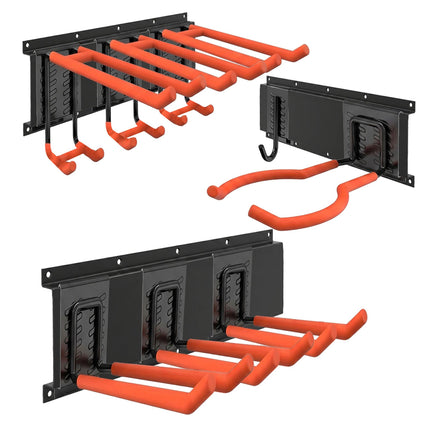 8-Piece Wall Hook Set, Black/Orange, Steel & PVC