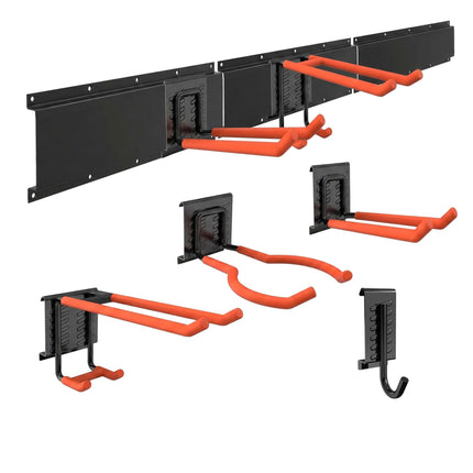 8-Piece Wall Hook Set, Black/Orange, Steel & PVC