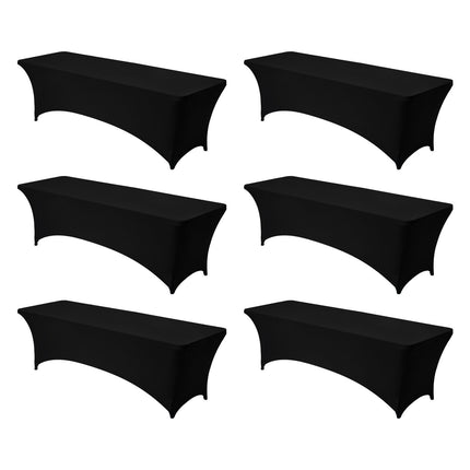 8ft Fitted Stretch Tablecloths, Black Spandex 6-Pack