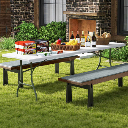 8 ft Folding Table with HDPE Top, 350 lbs Capacity