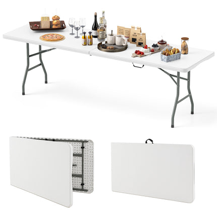 8 ft Folding Table with HDPE Top, 350 lbs Capacity