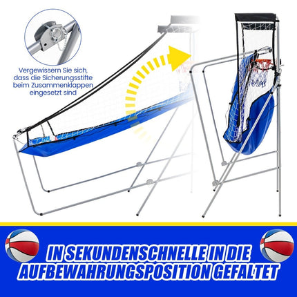 8-in-1-Basketballautomat mit 4 Bällen und Luftpumpe und 8 Spielmodi, Arcade-Basketballspiele, Blau + Weiß