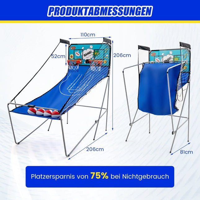 8-in-1 basketbalmachine met 4 ballen en luchtpomp en 8 spelmodi Arcade basketbalspellen Groen