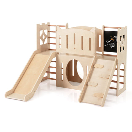 8-in-1 Indoor-Holzspielplatz mit Rutsche und Leiter