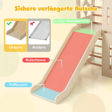 8-in-1 Indoor-Holzspielplatz mit Rutsche und Leiter