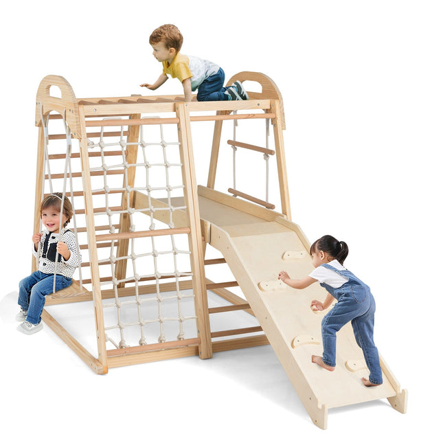 8-in-1 Montessori Klettergerüst aus Holz für Kinder 3-5