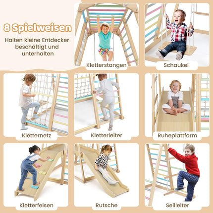 Dřevěná Montessori lezecká sestava 8 v 1 pro děti