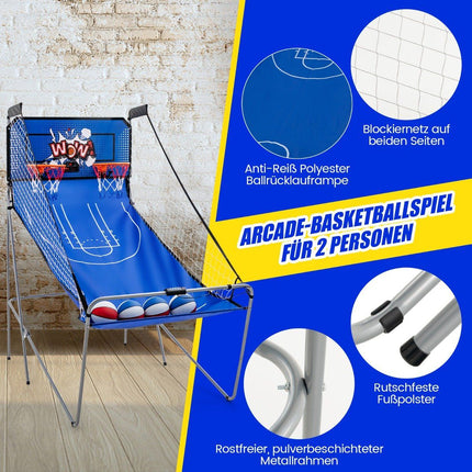 8 in 1 basketball machine with 4 balls & air pump & 8 game modes arcade basketball games dark blue