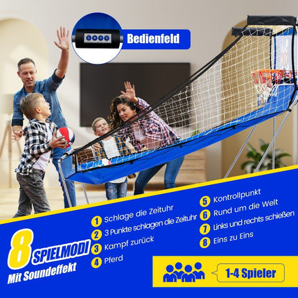 8 in 1 basketball machine with 4 balls & air pump & 8 game modes arcade basketball games dark blue
