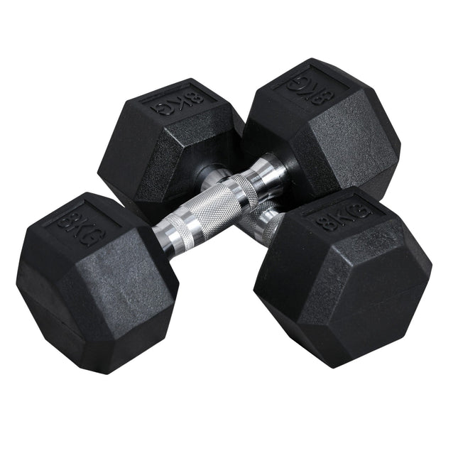 8 kg Hexagon-Hantel-Set, Gusseisen, gerändelte Griffe