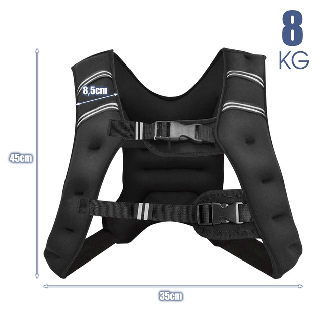 8 kg Weight Vest, Neoprene, Adjustable, Reflective Pocket