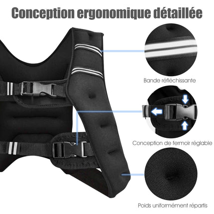 8 kg Weight Vest, Neoprene, Adjustable, Reflective Pocket