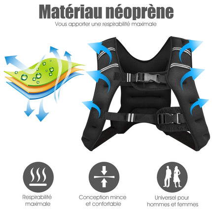8 kg Weight Vest, Neoprene, Adjustable, Reflective Pocket