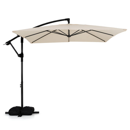 8x8 Fuß Ampelschirm, um 360° drehbar, Beige