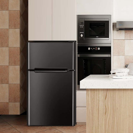90L mini fridge freestanding fridge freezer 48.5 x 49.5 x 86 cm black