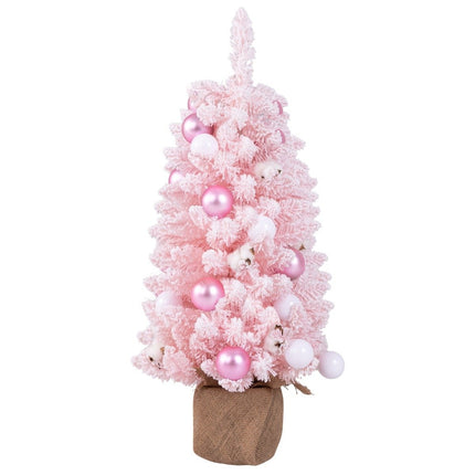 90cm Mini Artificial Christmas Tree with Snow &amp; Cement base Christmas tree Chirstbaum pink
