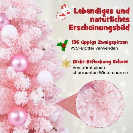 90cm Mini Artificial Christmas Tree with Snow &amp; Cement base Christmas tree Chirstbaum pink