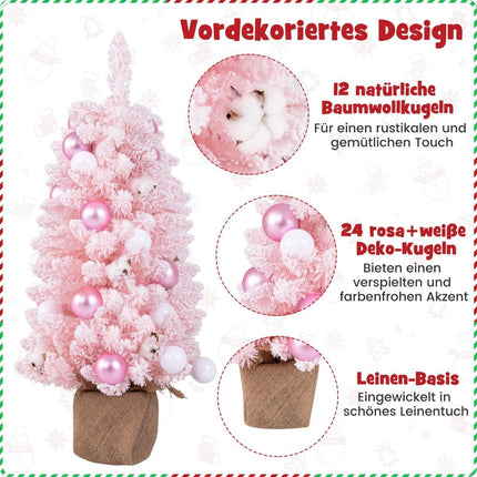 90cm Mini Artificial Christmas Tree with Snow &amp; Cement base Christmas tree Chirstbaum pink