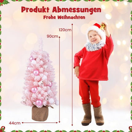 90cm Mini Artificial Christmas Tree with Snow &amp; Cement base Christmas tree Chirstbaum pink