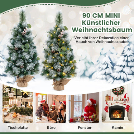 90 cm großer, künstlicher Weihnachtsbaum mit Beleuchtung und Timer