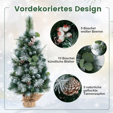 90 cm großer, künstlicher Weihnachtsbaum mit Beleuchtung und Timer