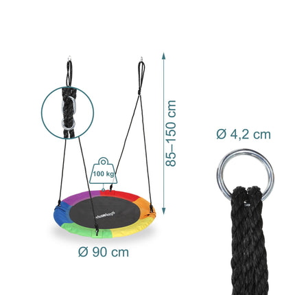 90 cm Round Nest Swing – Foam-Padded, Garden Fun