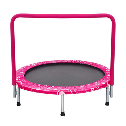 92cm Kindertrampolin, Minitrampolin mit Haltegriff, Faltbares Trampolin, Belastbar bis 150kg, Pink + Schwarz