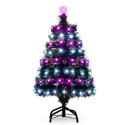93 cm vorbeleuchteter Glasfaser-Weihnachtsbaum – 96 LEDs