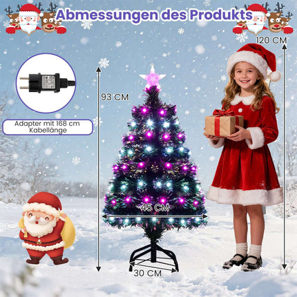 93 cm vorbeleuchteter Glasfaser-Weihnachtsbaum – 96 LEDs